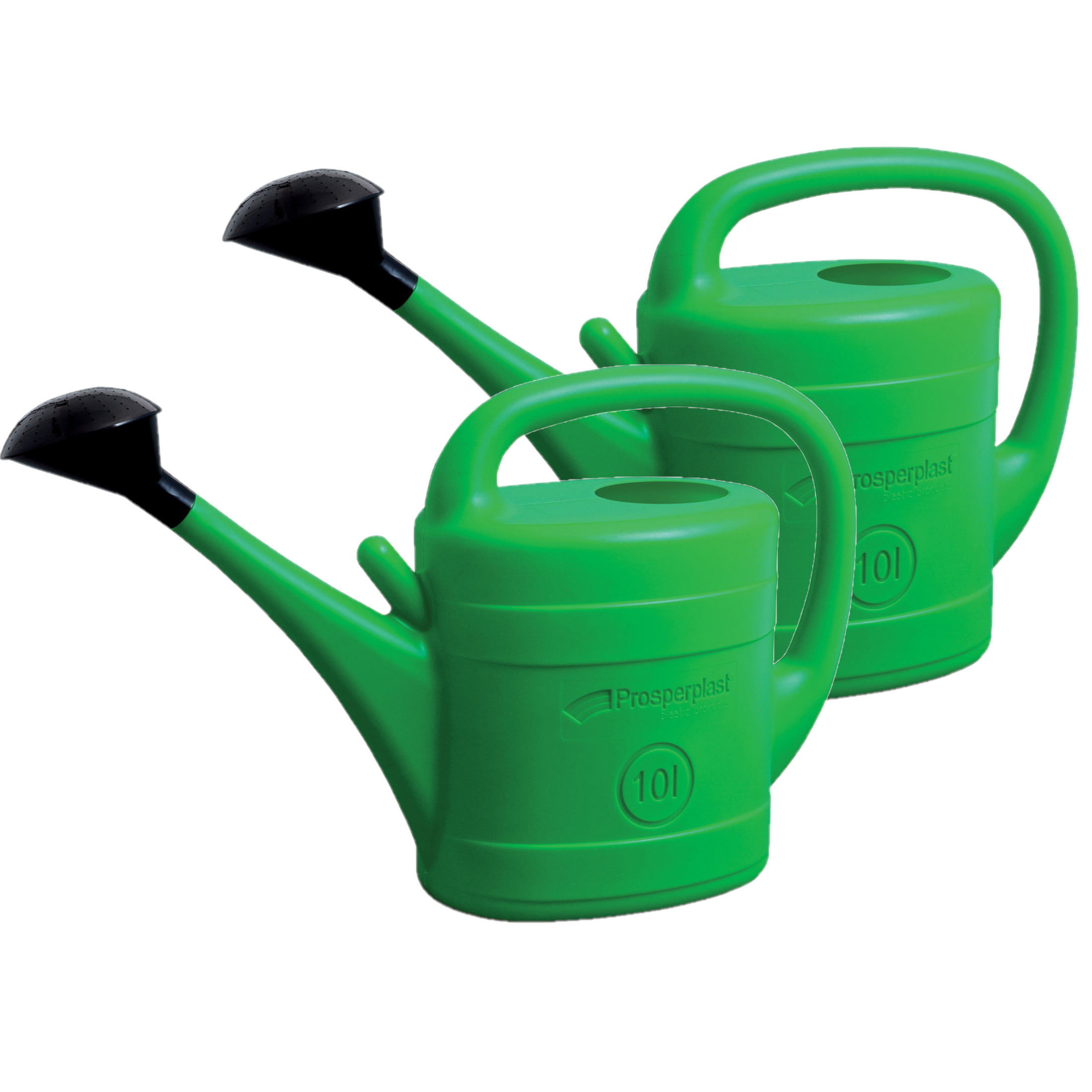 Prosperplast Set van 2x stuks kunststof bloemen/planten gieter met broeskop/sproeikop groen 10 liter -