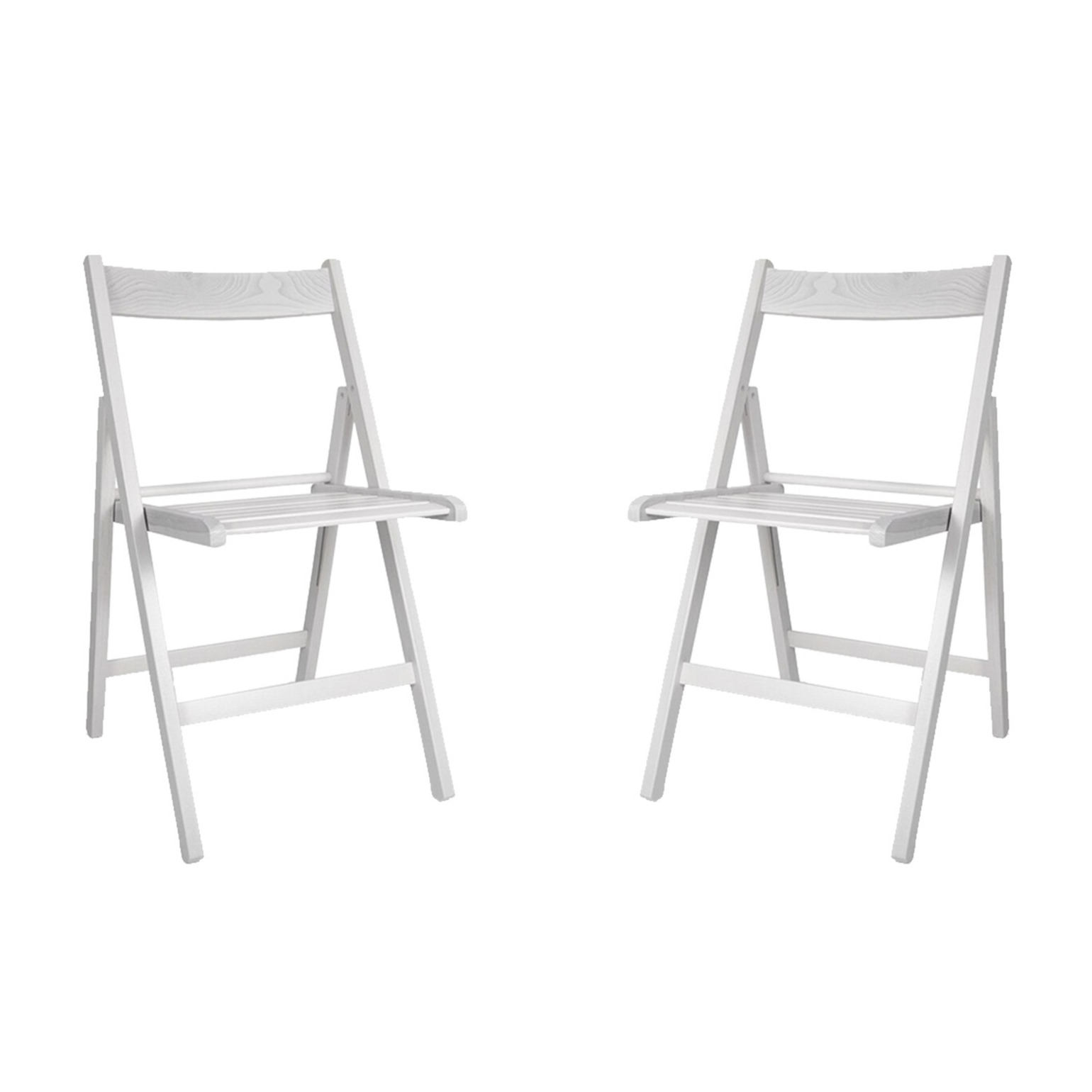 Merkloos Set van 6x stuks witte houten klapstoelen voor binnen en buiten -