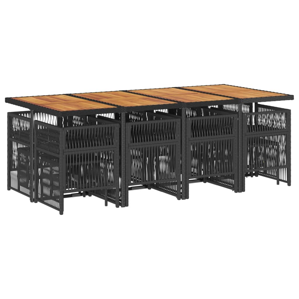 vidaXL 13-delige Tuinset met kussens poly rattan zwart