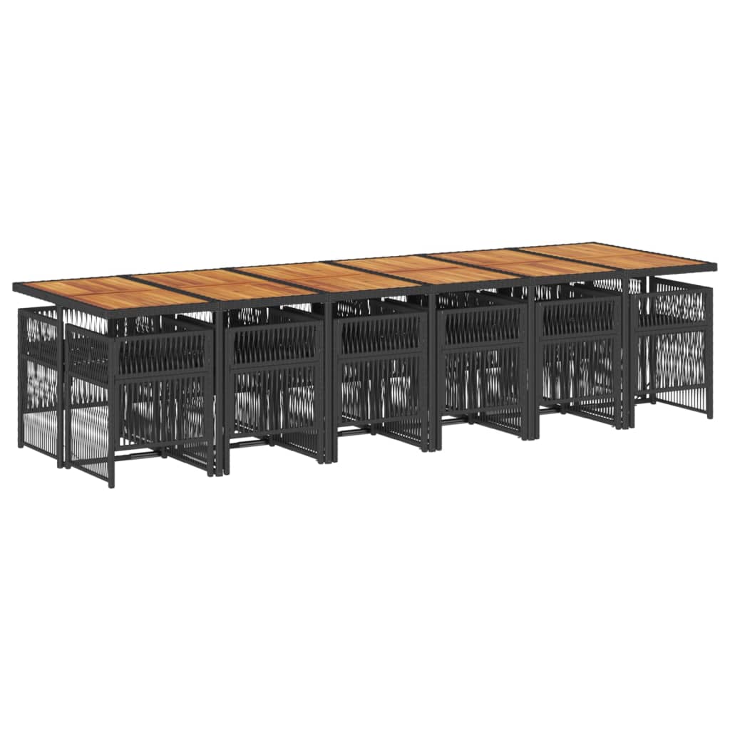 vidaXL 13-delige Tuinset met kussens poly rattan zwart
