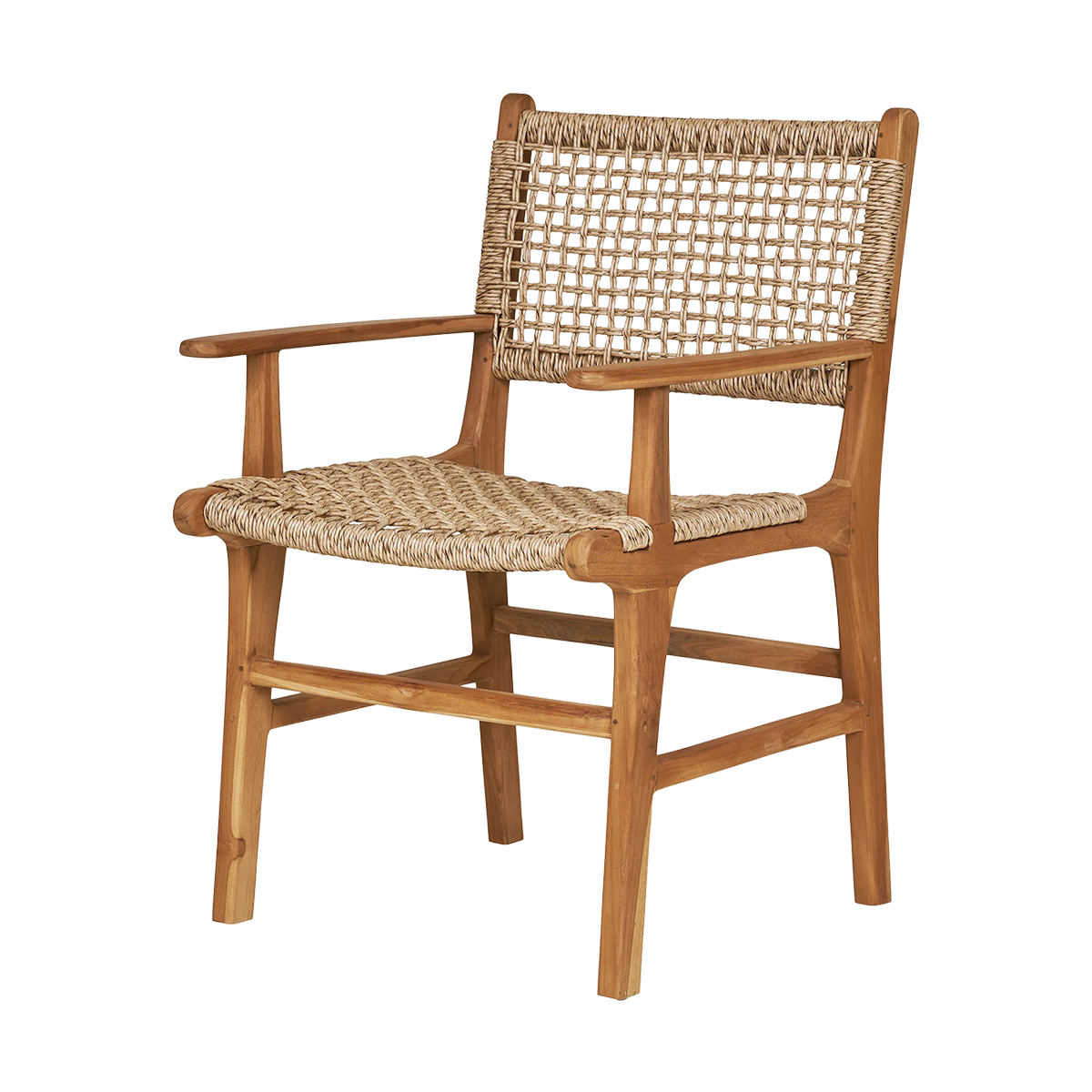 Artichok Elodie houten tuinstoel naturel met rotan - met armleuningen