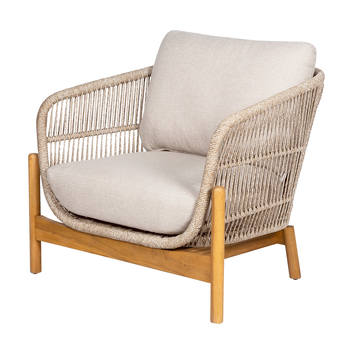 Artichok Teresa houten tuin loungefauteuil  beige - met zitkussens