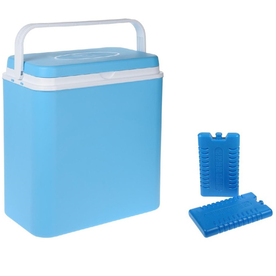 Shoppartners Koelbox lichtblauw 24 liter x 25 x cm incl. 2 koelelementen -