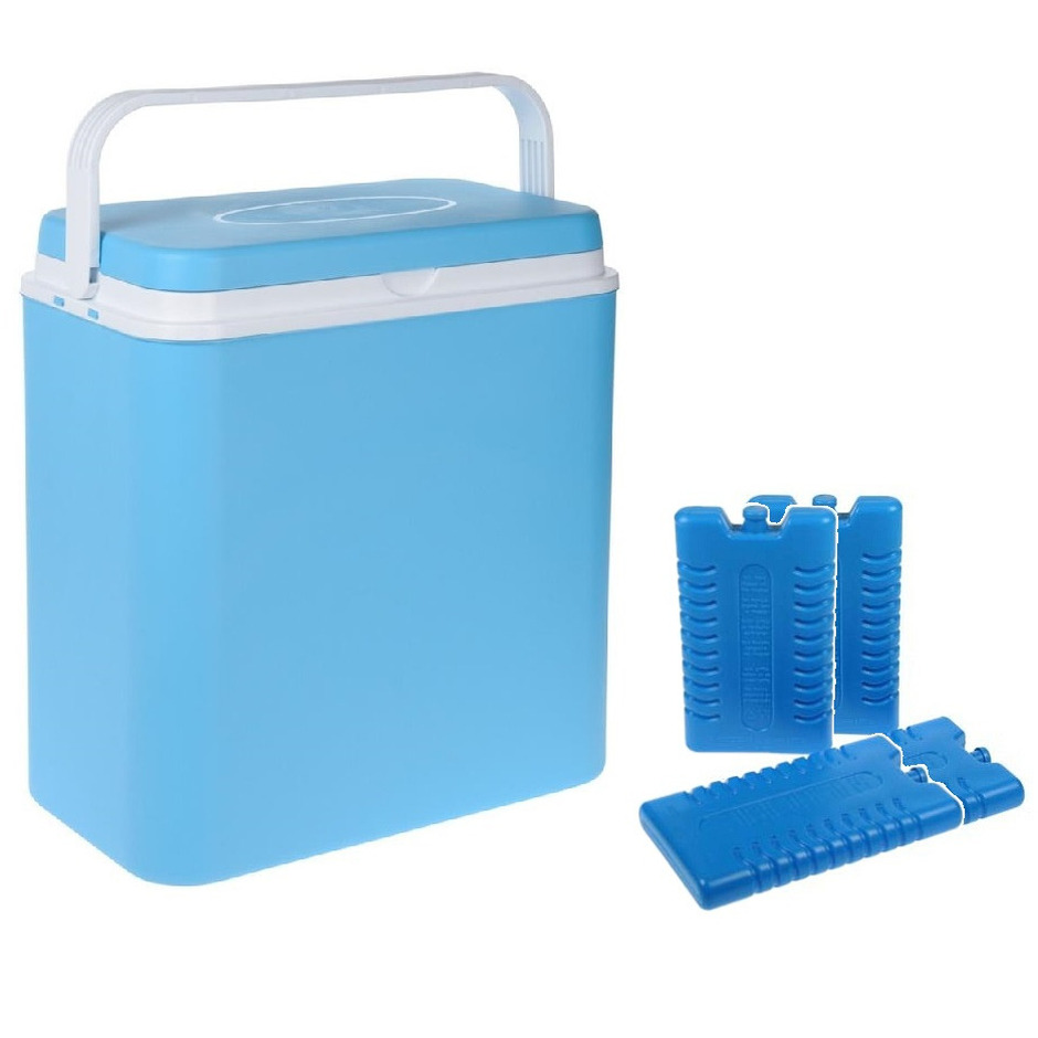 Shoppartners Koelbox lichtblauw 24 liter x 25 x cm incl. 4 koelelementen -