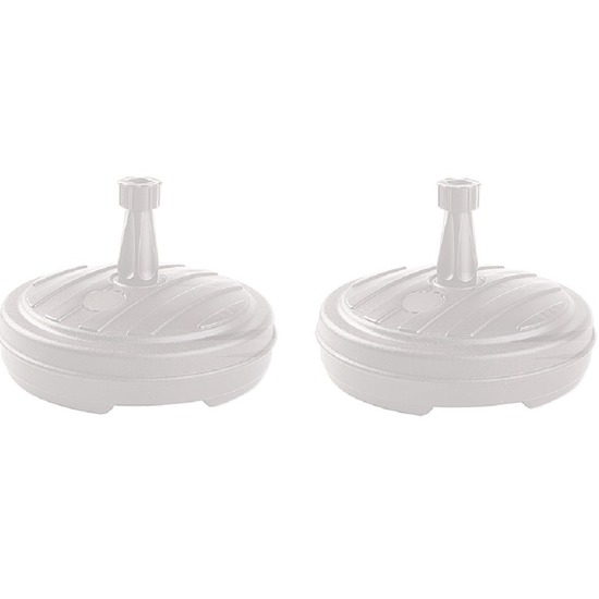 Merkloos 2x Witte ronde parasolvoet plastic 13 liter -