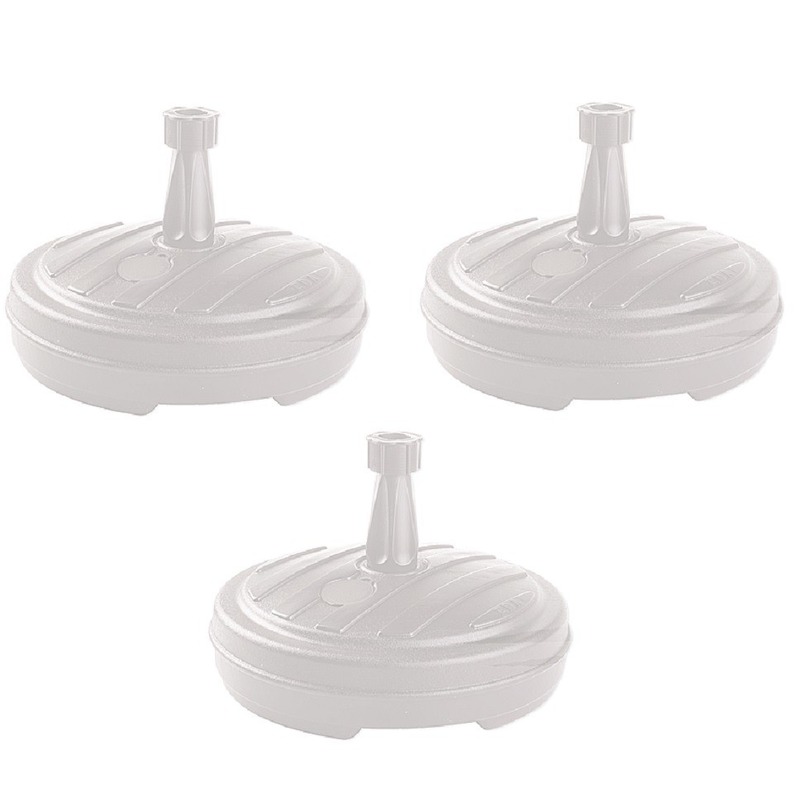 Merkloos 3x Witte ronde parasolvoet plastic 13 liter -