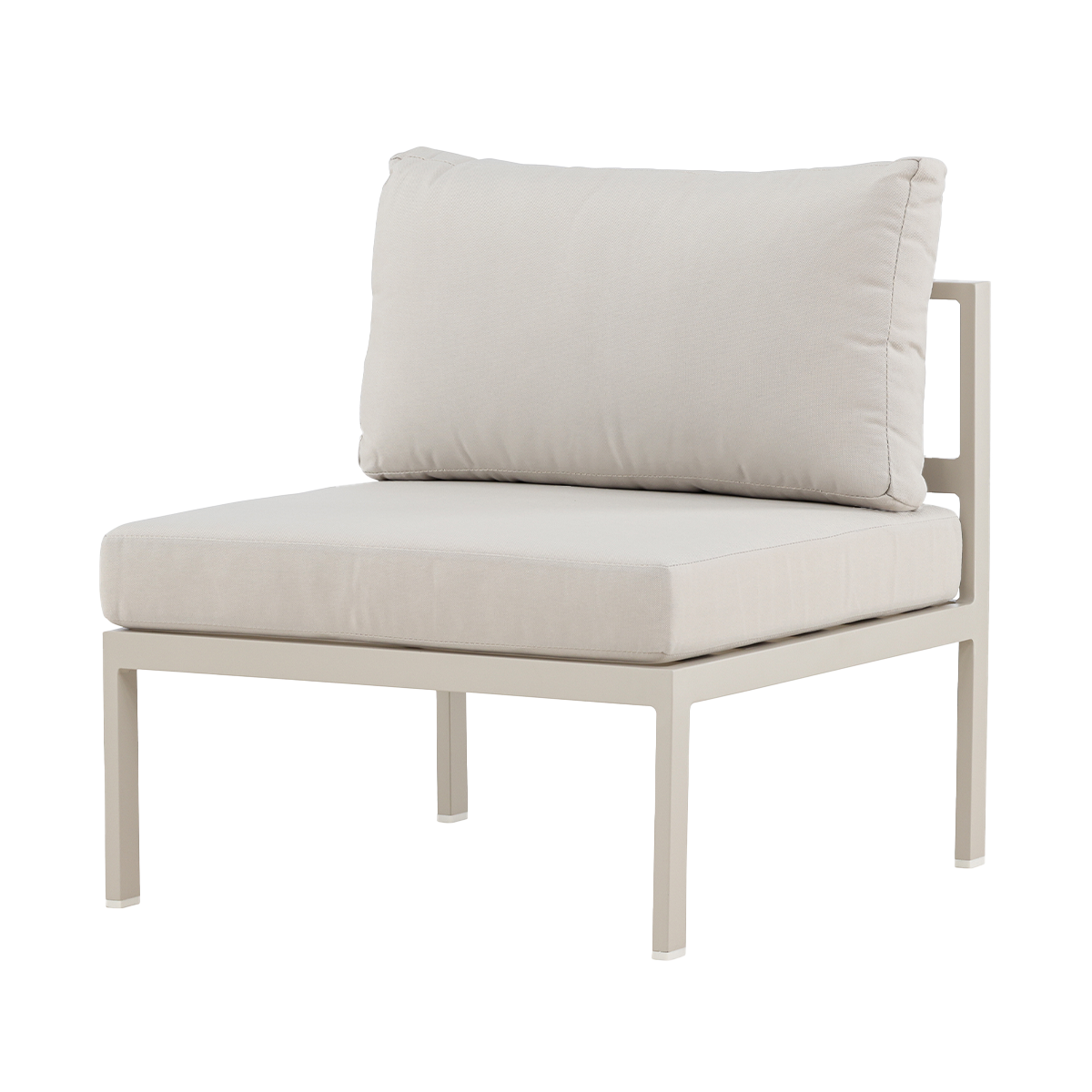 Nest outdoor Glen aluminium modulair tuin bankelement beige met beige zitkussens- 74 x 65 cm