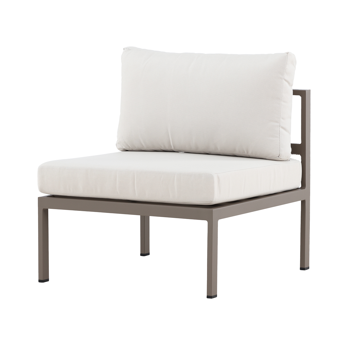 Nest outdoor Glen aluminium modulair tuin bankelement taupe met beige zitkussens - 74 x 65 cm