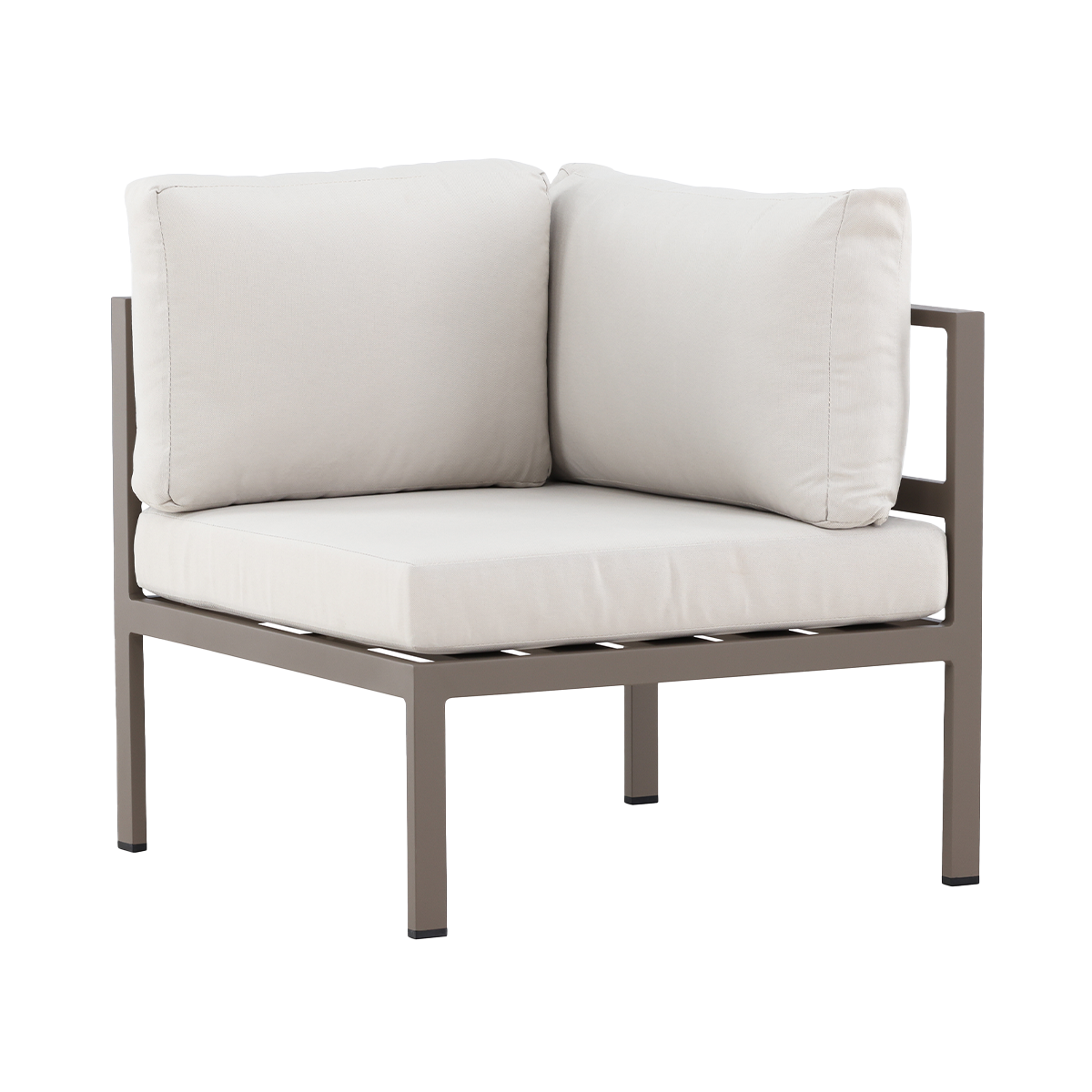 Nest outdoor Glen aluminium modulair tuin hoekelement taupe met beige zitkussens - 74 x 65 cm