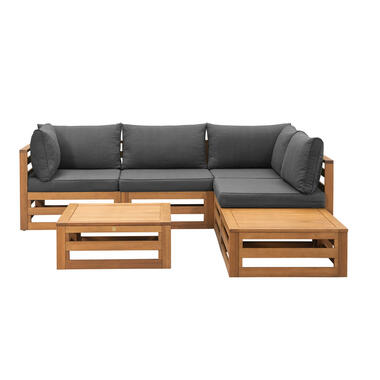 Leen Bakker Loungeset Clermont Brest - donkergrijze kussens - 6-delig - V2