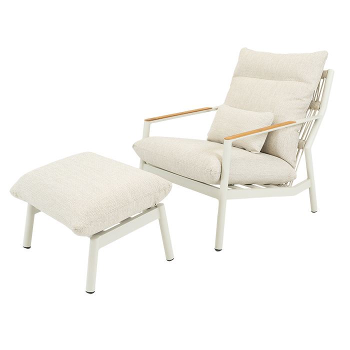 Relax Loungestoel Atalanta met Footstool Beige Champagne
