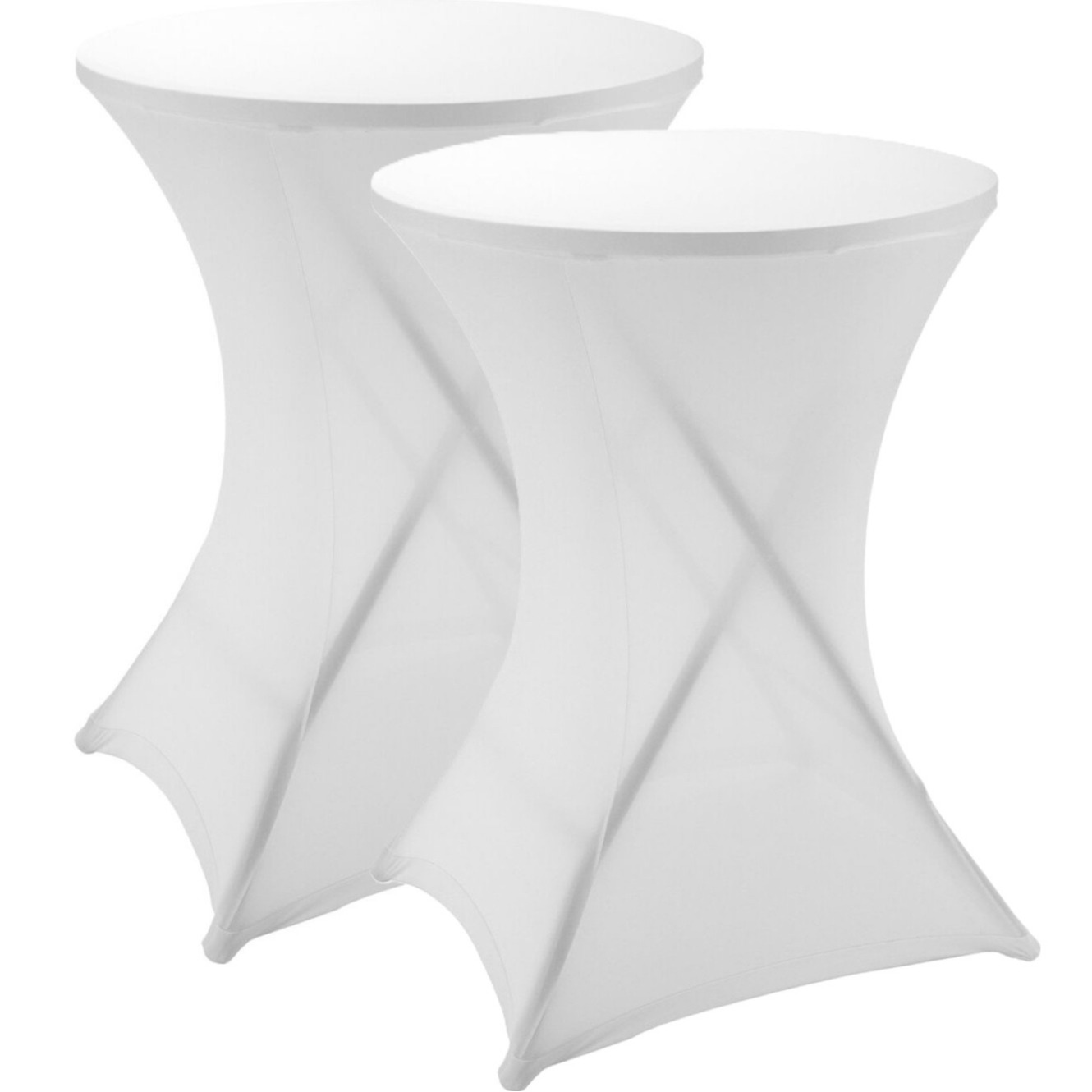 Merkloos Nette afdekhoes voor een statafel - 2x - wit - spandex elastiek/polyester - D80 cm x H110 cm -