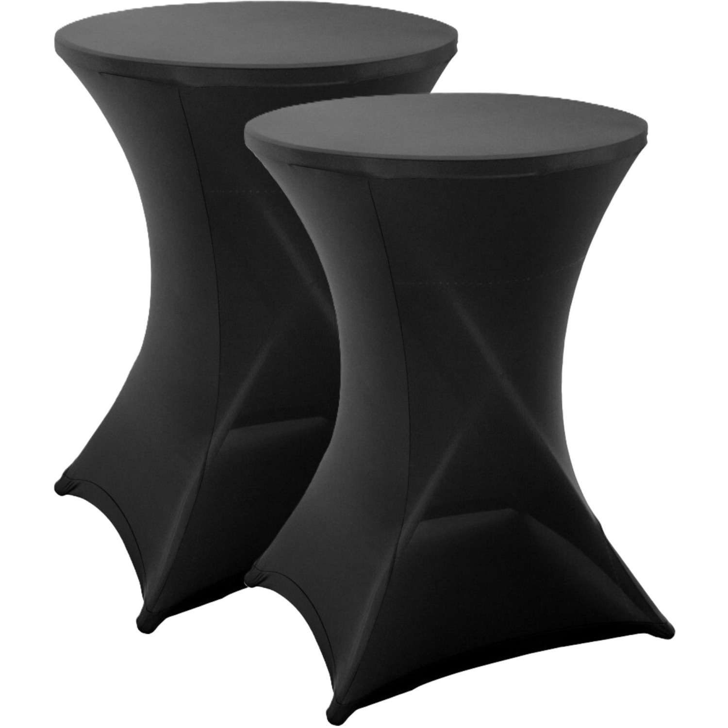 Merkloos Nette afdekhoes voor een statafel - 2x - zwart - spandex elastiek/polyester - D80 cm x H110 cm -