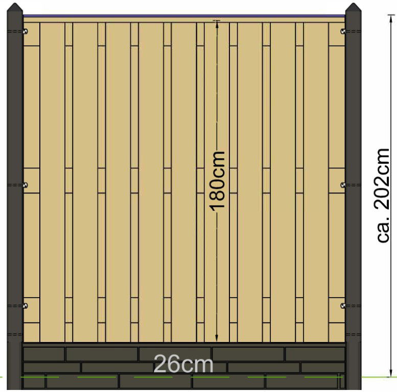 Tuindeco Berton paal Schelde wit/grijs eindmodel 277 cm  - 