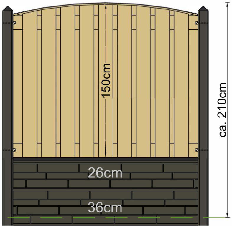 Tuindeco Berton paal Geul antraciet tussenmodel met kabeldoorvoer 280 cm  - 
