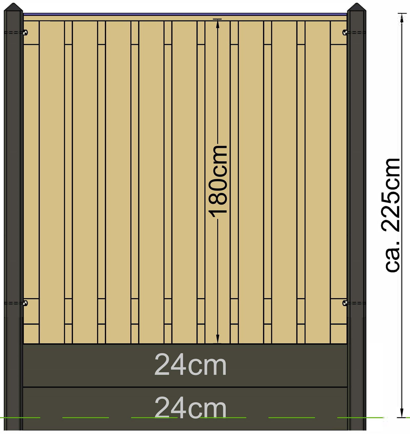 Tuindeco Berton paal IJssel gecoat hoekmodel 308 cm  - 