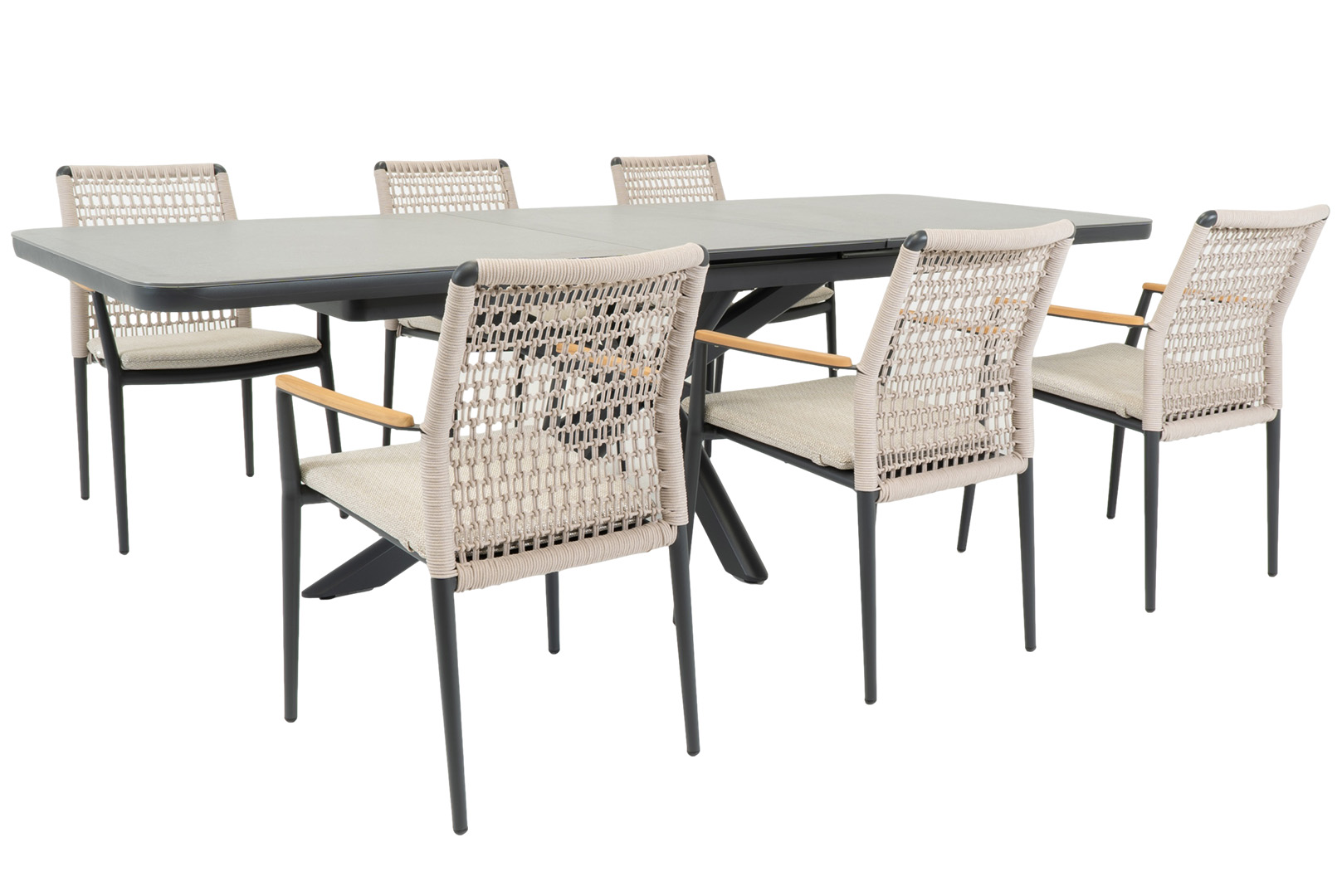 Relax Diningset Montreal Barcelona 7-delig 200/260 x 100 cm