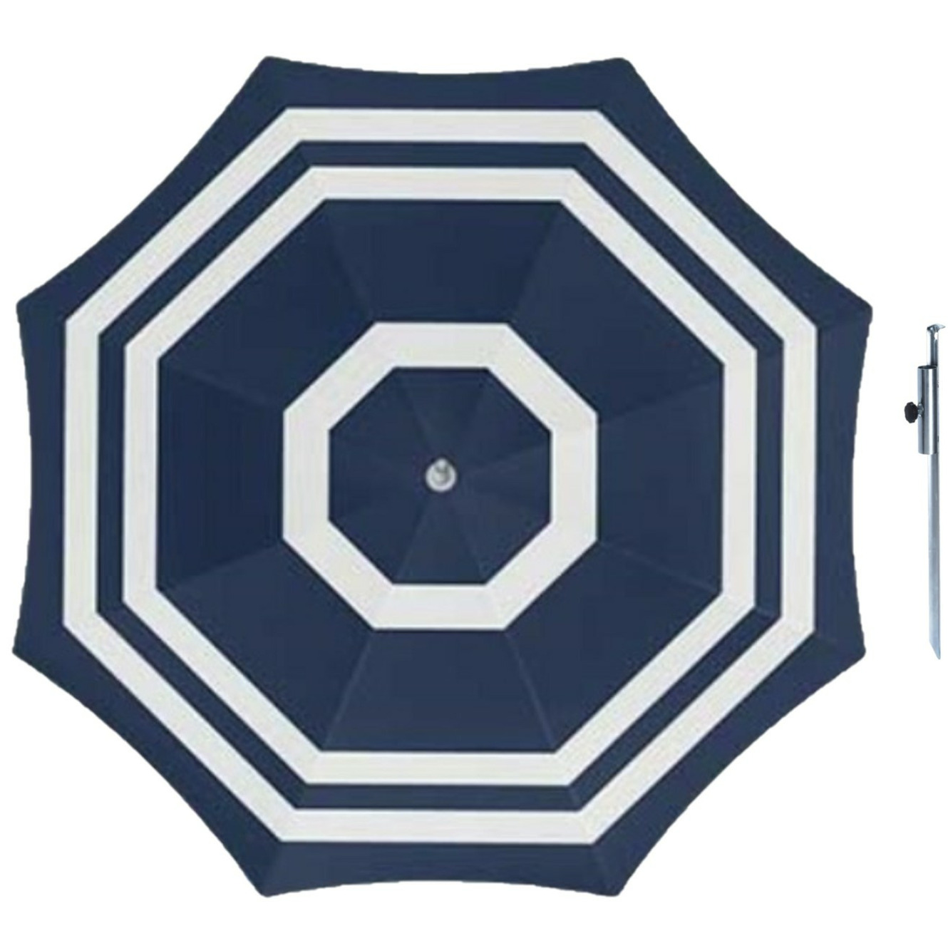 Merkloos Parasol - Blauw/wit - D120 cm - incl. draagtas - parasolharing - 49 cm -