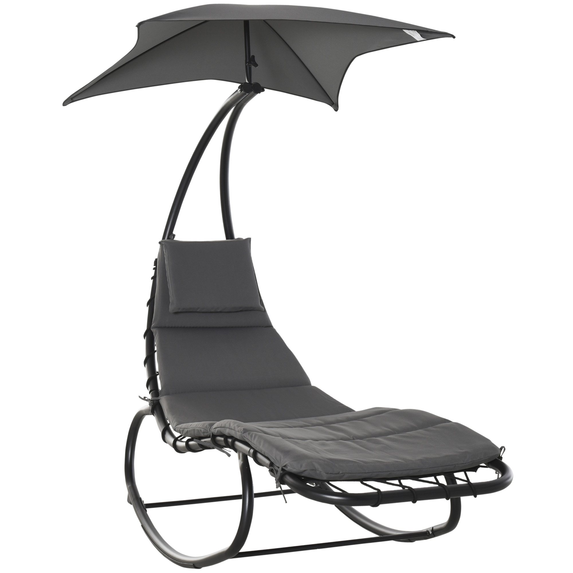 Outsunny Schommelstoel, comfortabele schommelbank voor tuin en balkon, weerbestendig, voor ontspanning, 185 x 100 x 190 cm, Donkergrijs | Aosom.nl