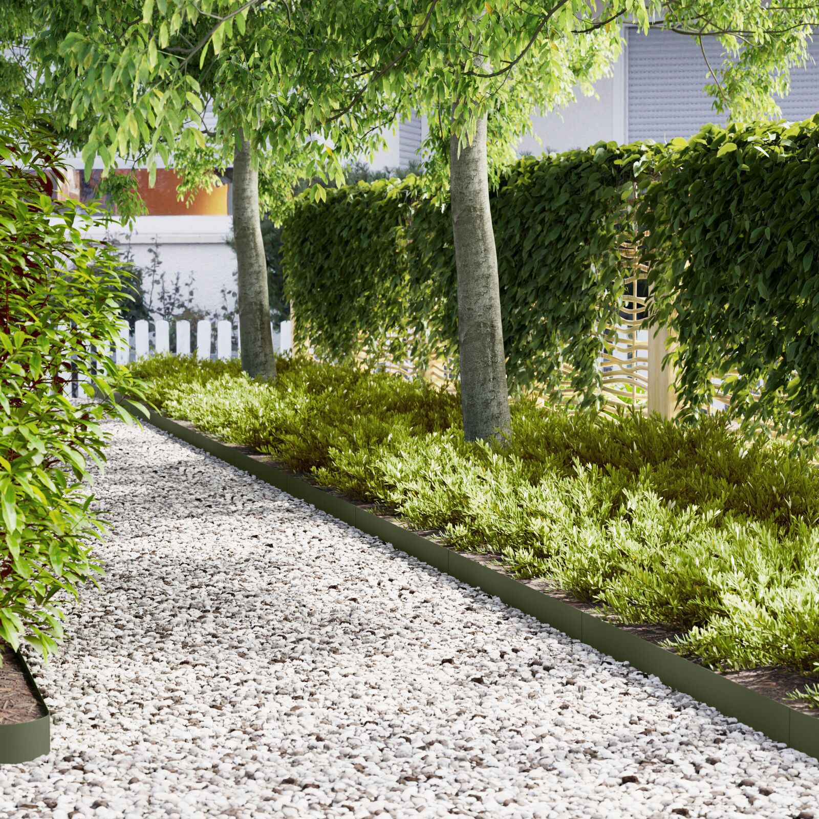 VidaXL Gazonranden 20 st 100x0,5x15 cm staal olijfgroen