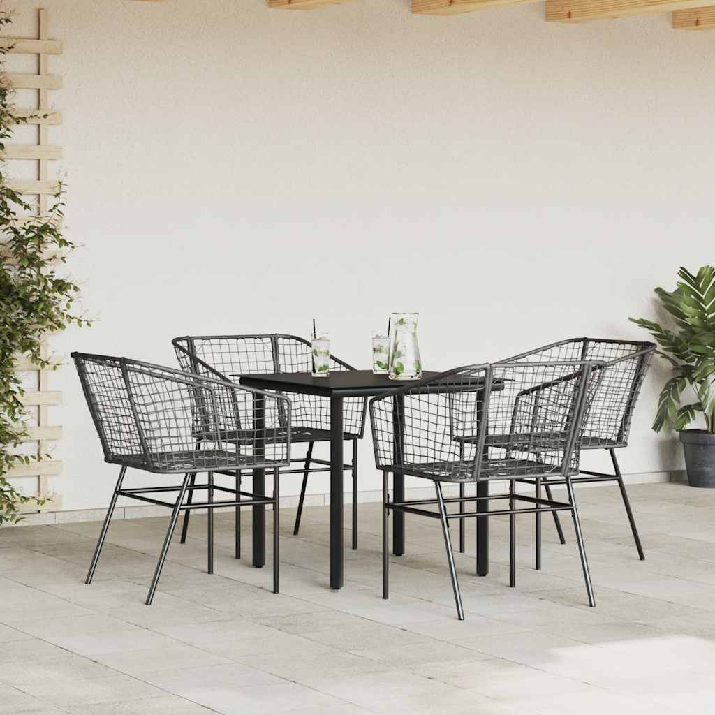 vidaXL 5-delige Tuinset poly rattan glas zwart