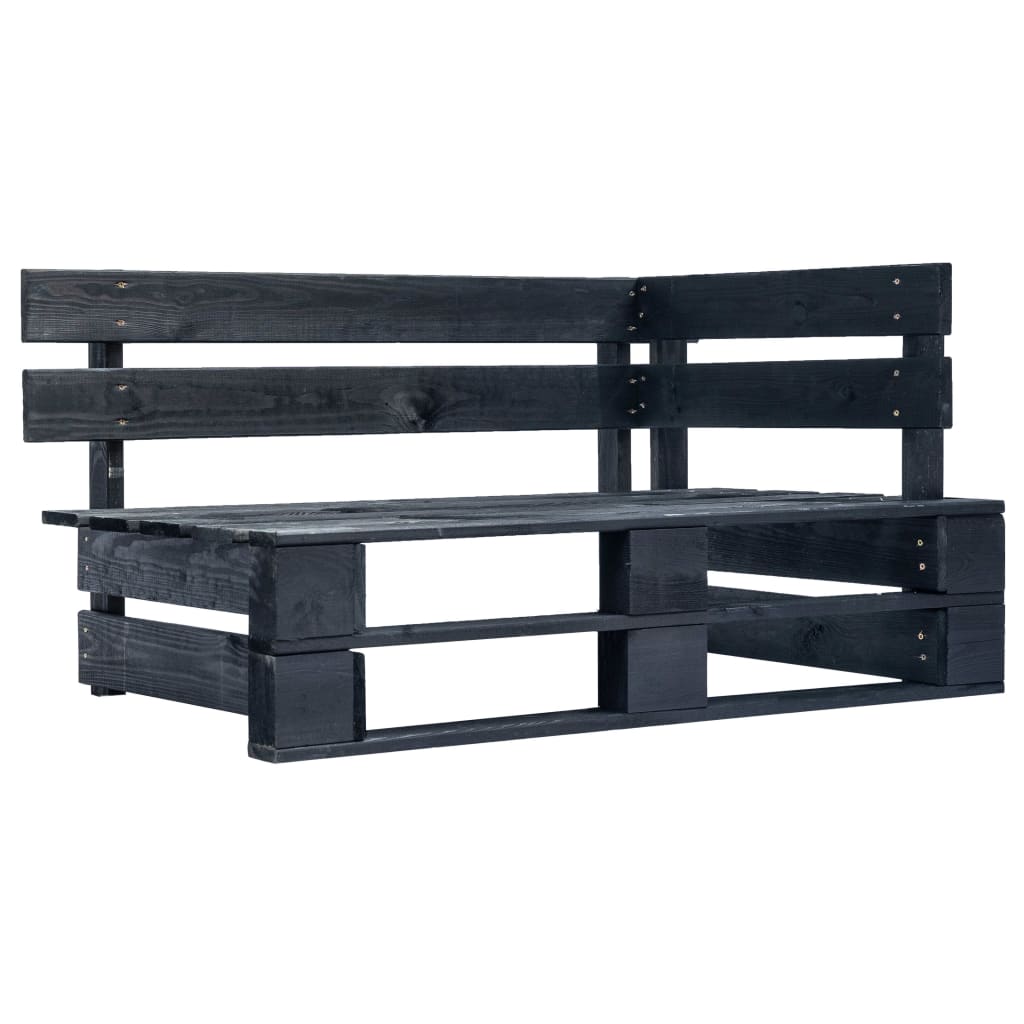 vidaXL Tweezitsbank pallet met kussens zwart geïmpregneerd grenenhout