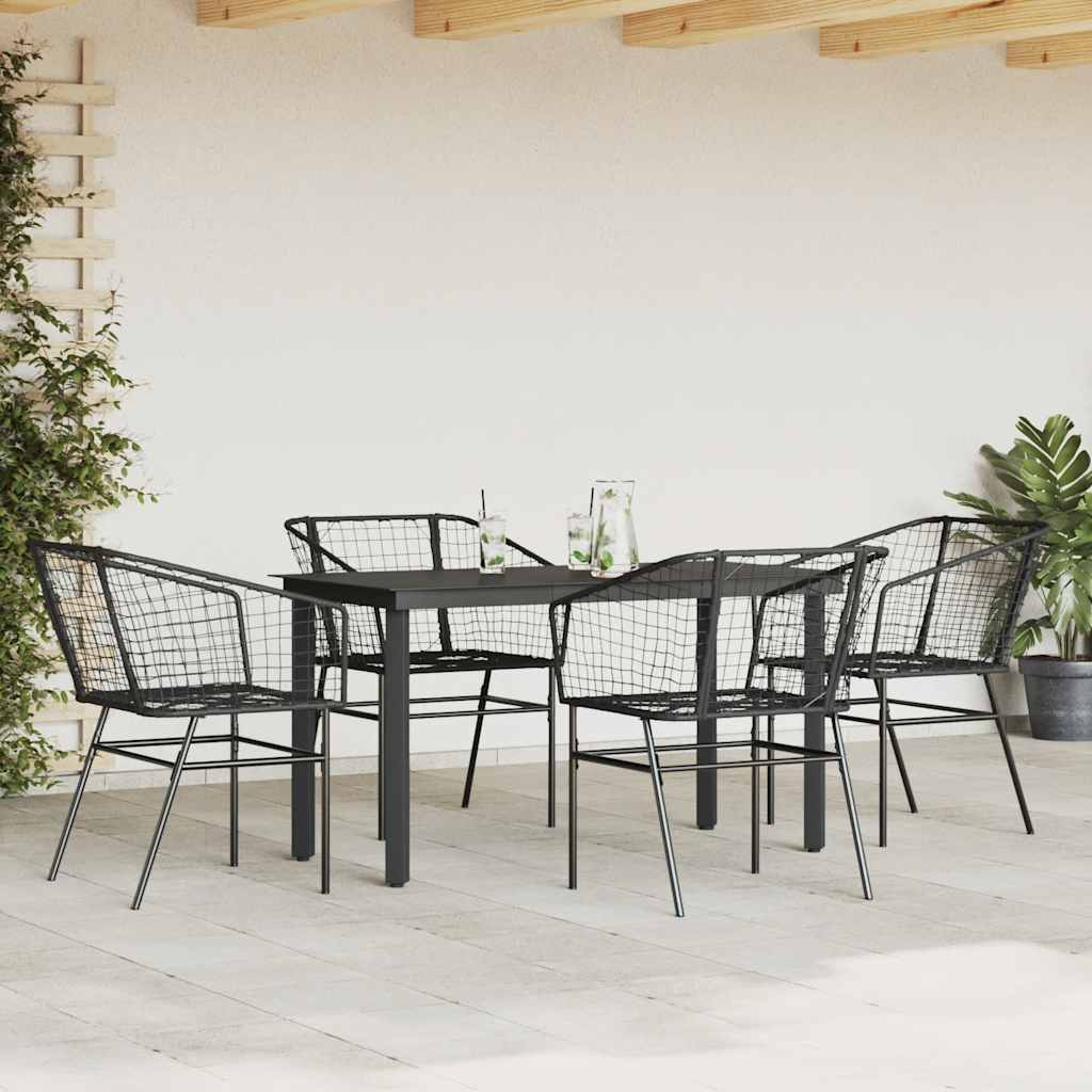 vidaXL 5-delige Tuinset poly rattan glas zwart
