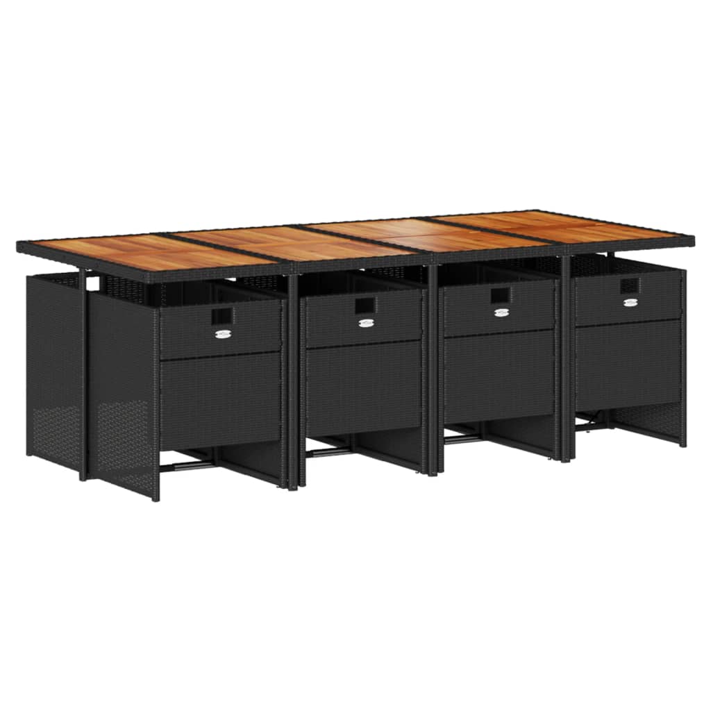 vidaXL 9-delige Tuinset poly rattan zwart