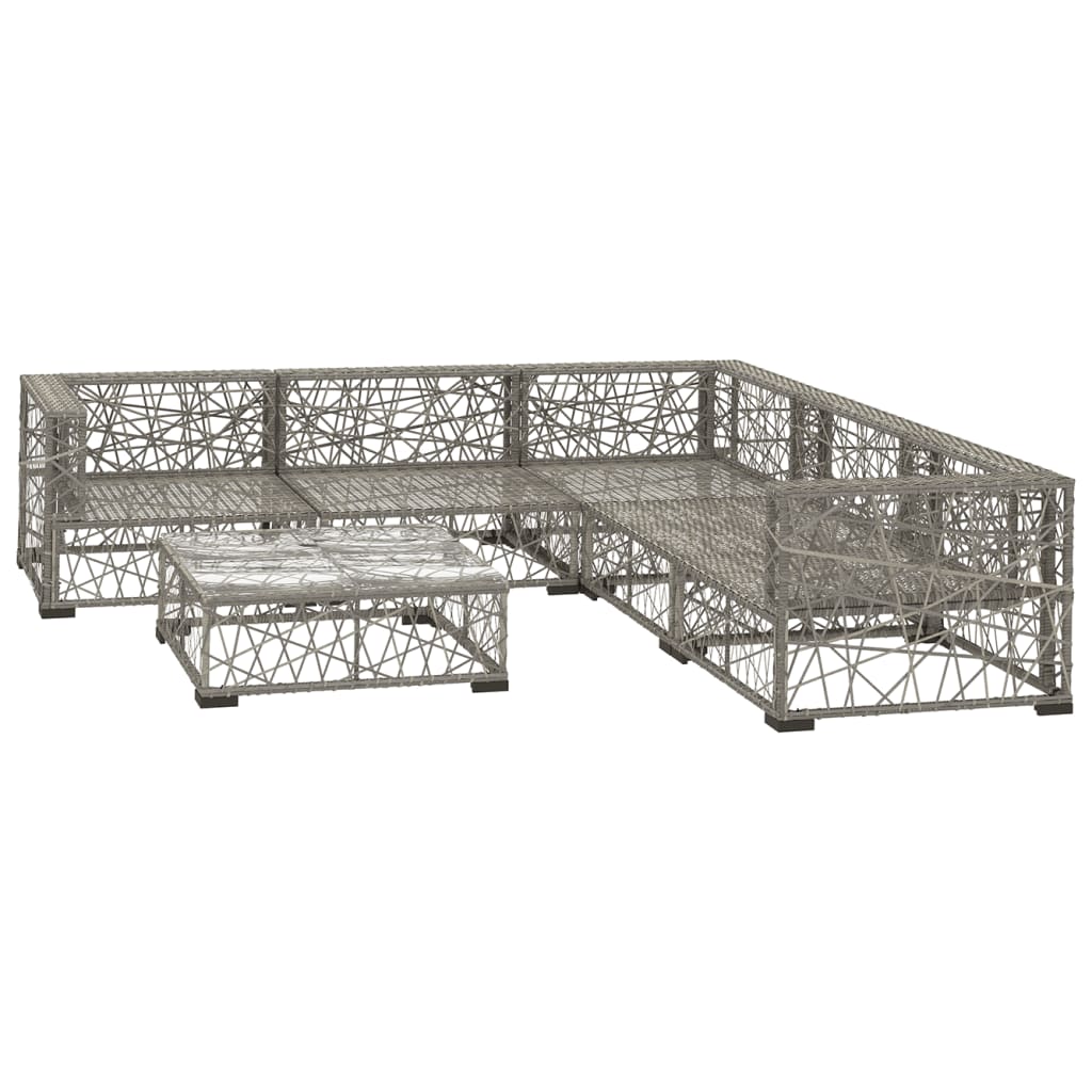 vidaXL 10-delige Loungeset met kussens poly rattan grijs