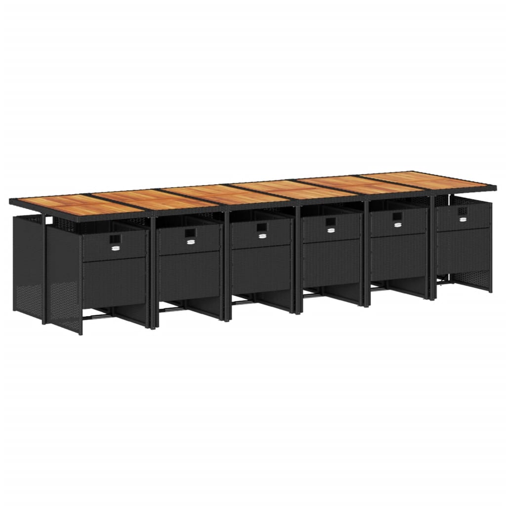 vidaXL 13-delige Tuinset met kussens poly rattan zwart