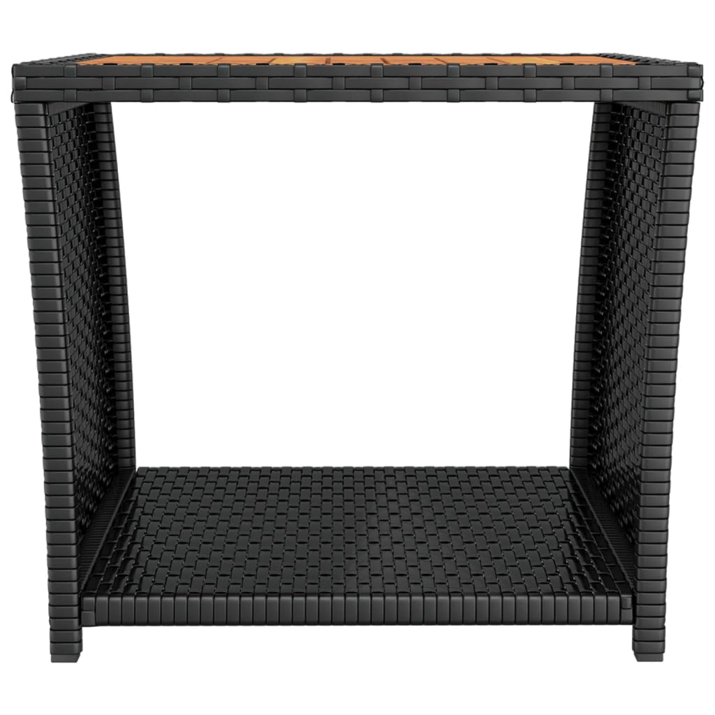 vidaXL Salontafel met houten blad poly ratten en acaciahout zwart