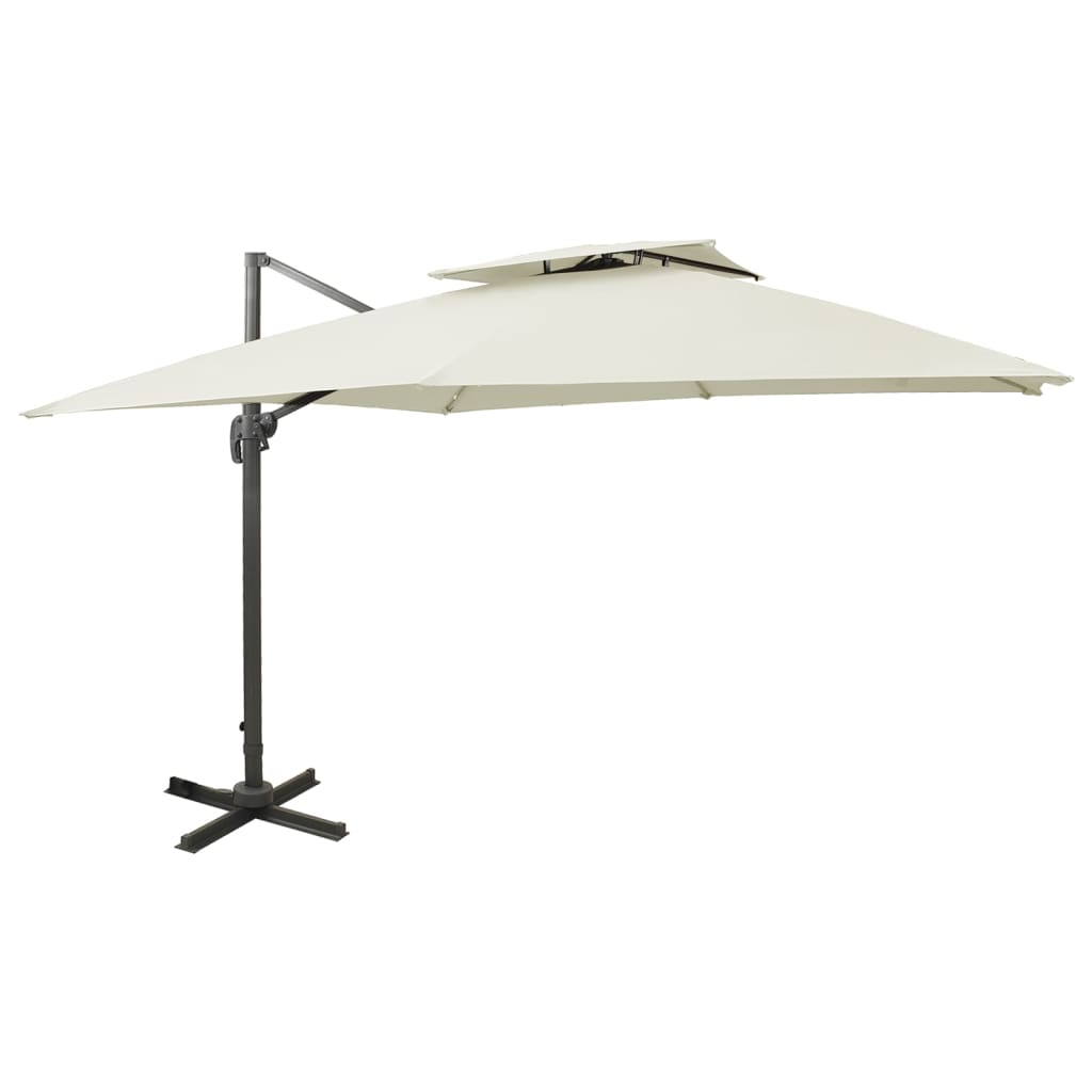 VidaXL Zweefparasol met dubbel dak 300x300 cm zandkleurig