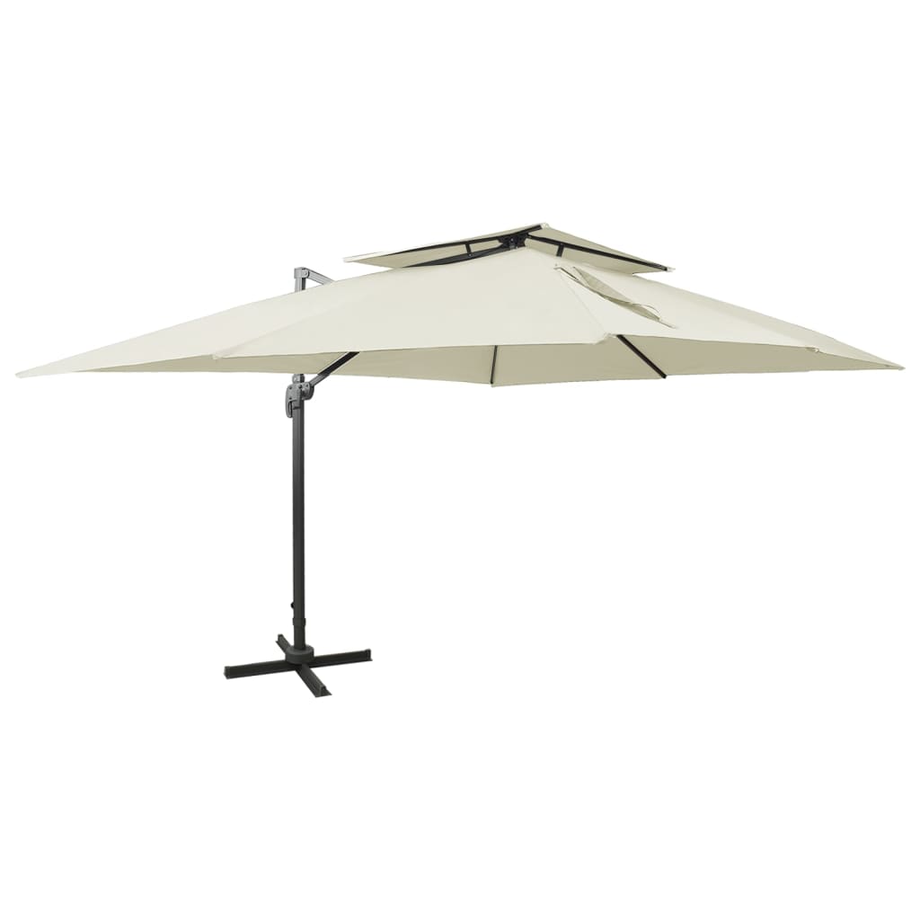 VidaXL Zweefparasol met dubbel dak 400x300 cm zandkleurig