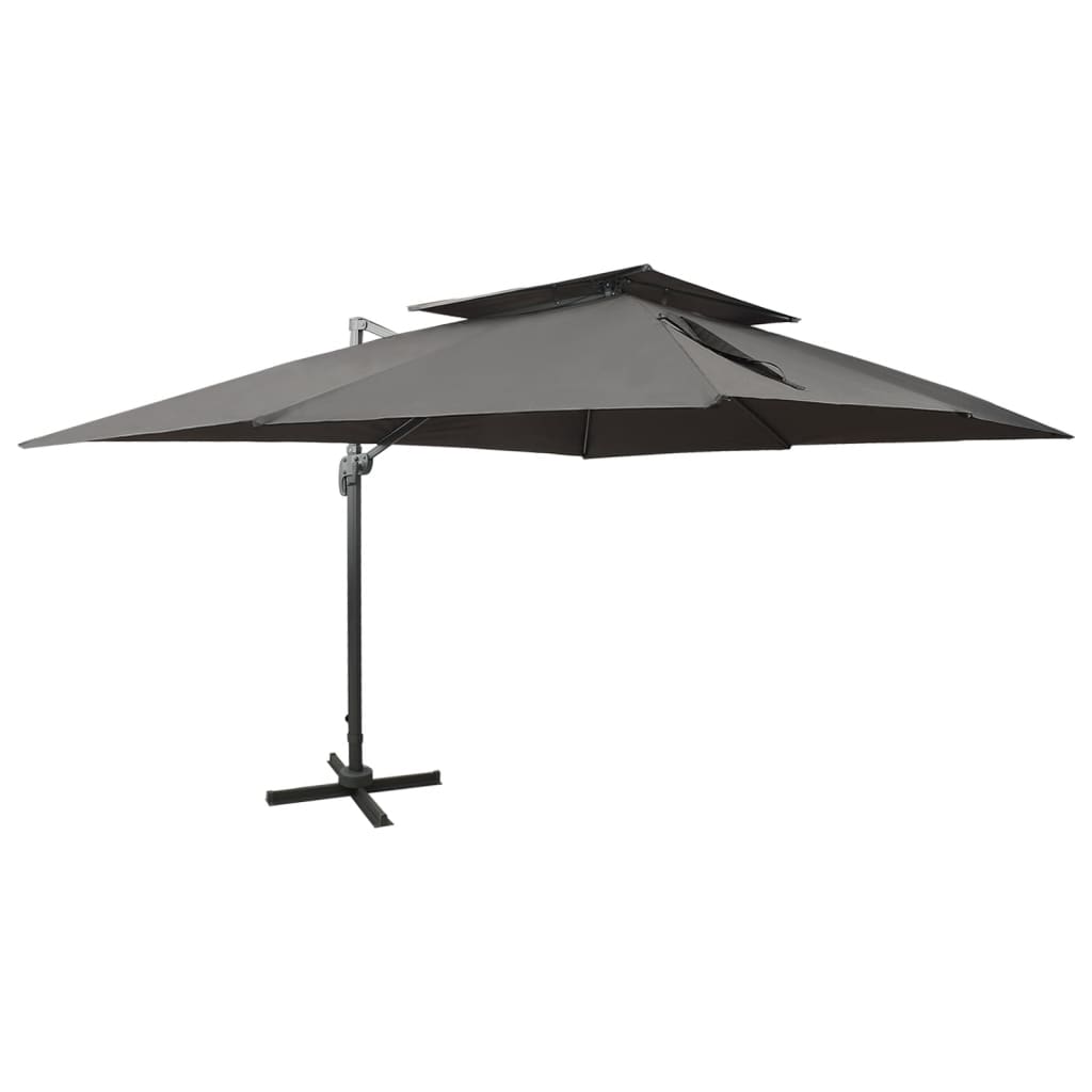 VidaXL Zweefparasol met dubbel dak 400x300 cm antracietkleurig