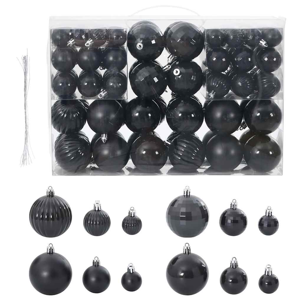 VidaXL Kerstballen 100 st Ø3/4/6 cm zwart