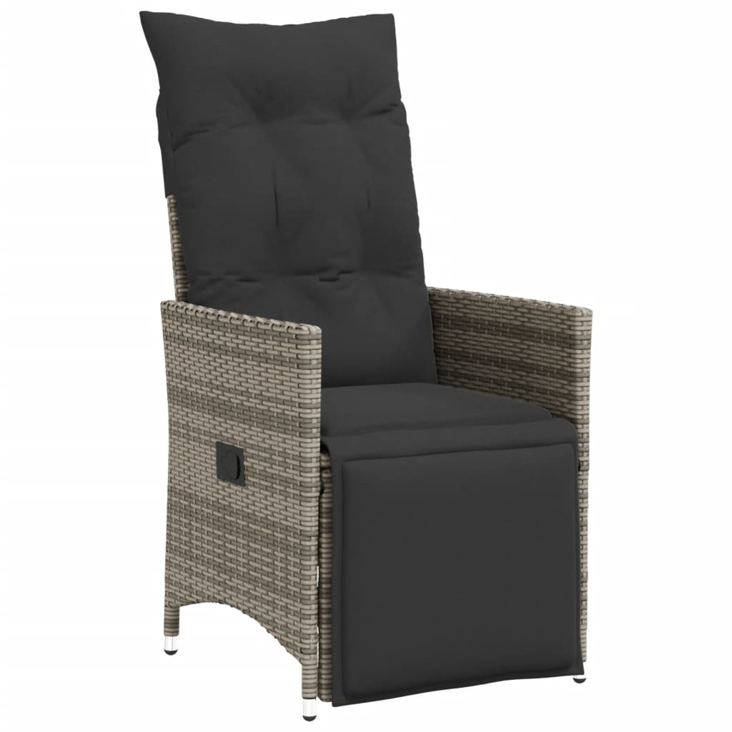 vidaXL 9-delige Tuinset met kussens poly rattan grijs