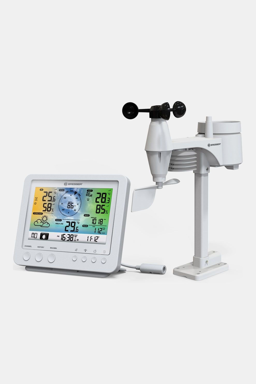 Bresser Professioneel WIFI Weercenter met 5-in-1 Sensor wit