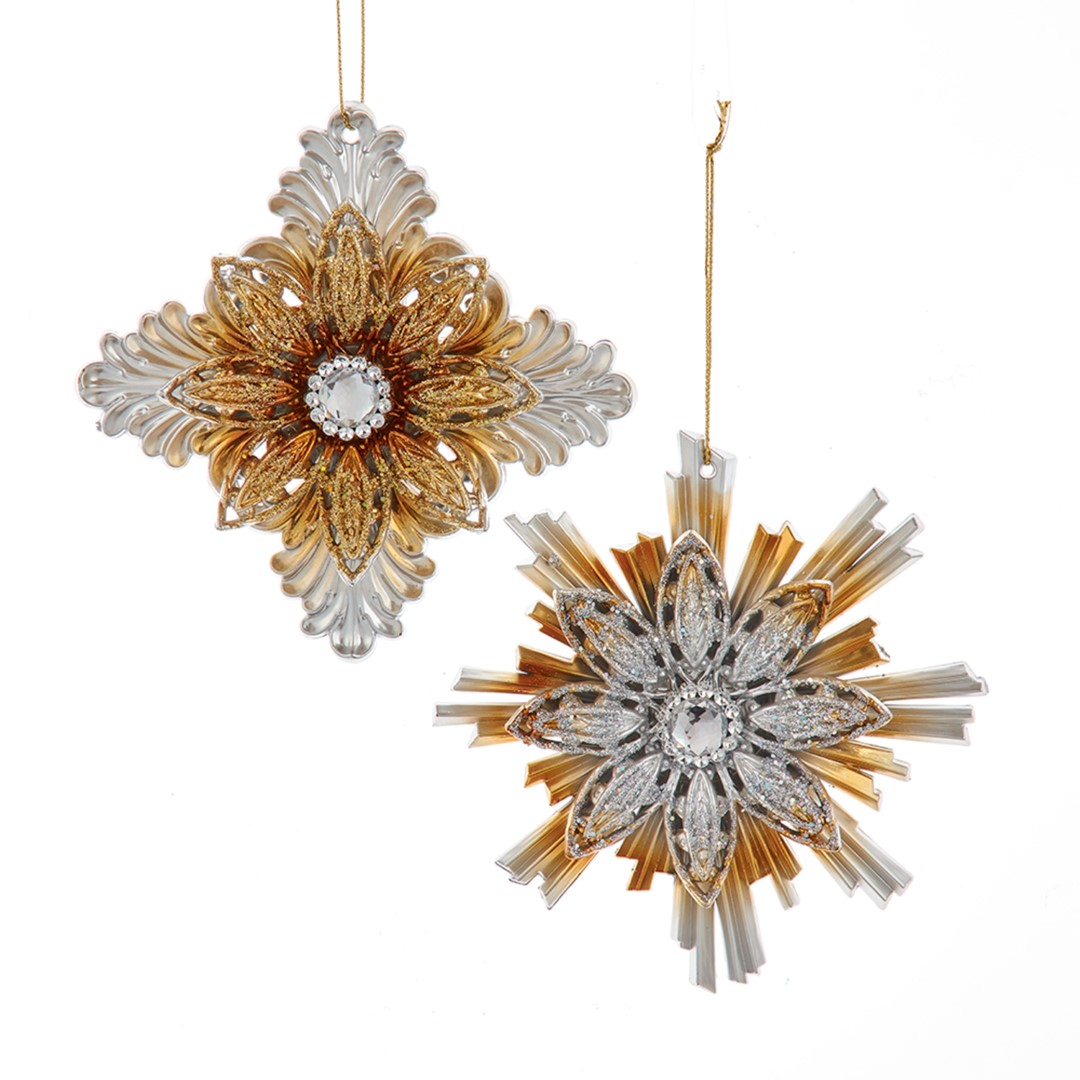 Kurt s adler Ornament plastic goud-zilver bloem l13cm I - 