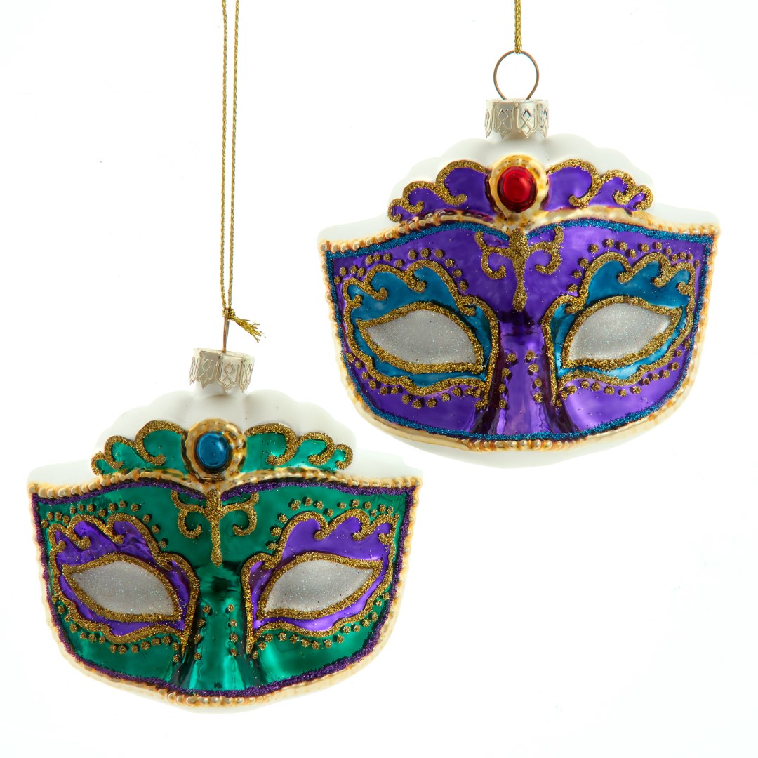 Kurt s adler Ornament glas paars groen masker l7.5cm - 