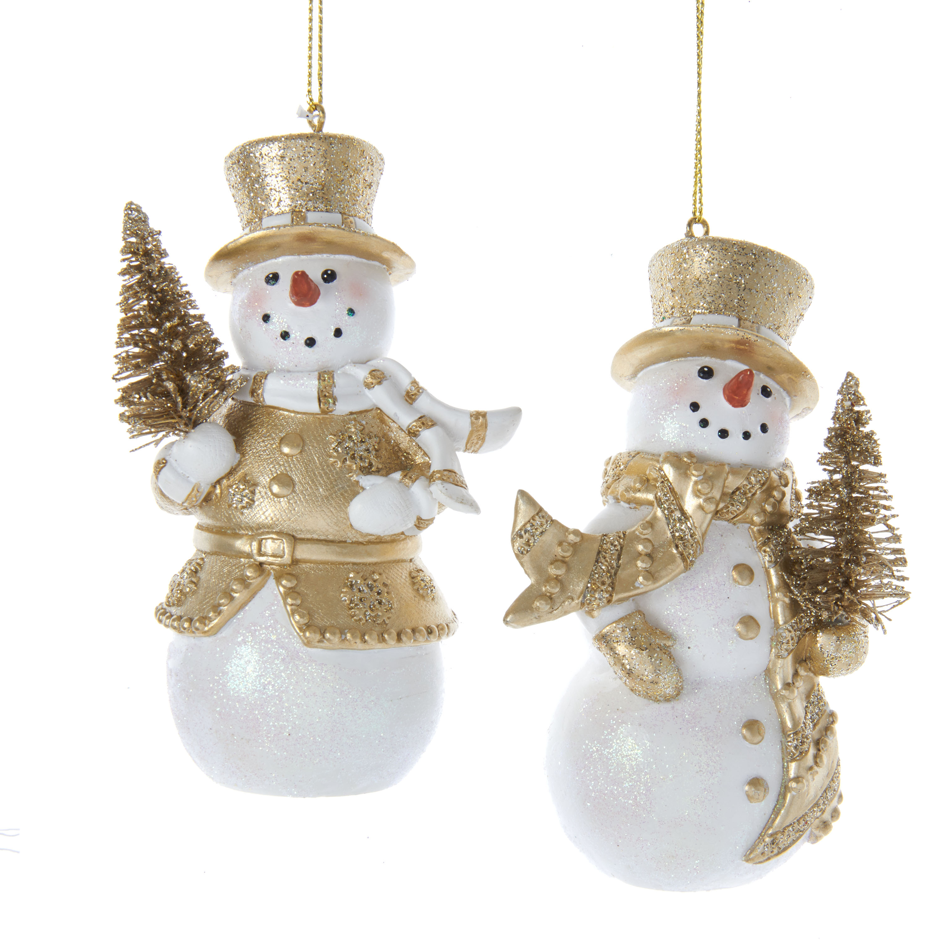 Kurt s adler Ornament plastic sneeuwpop goud wit l11cm - 