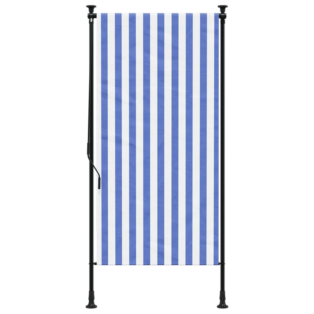 vidaXL Rolgordijn voor buiten 100x270 cm stof en staal blauw en wit