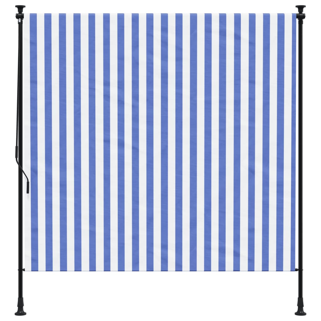 vidaXL Rolgordijn voor buiten 200x270 cm stof en staal blauw en wit