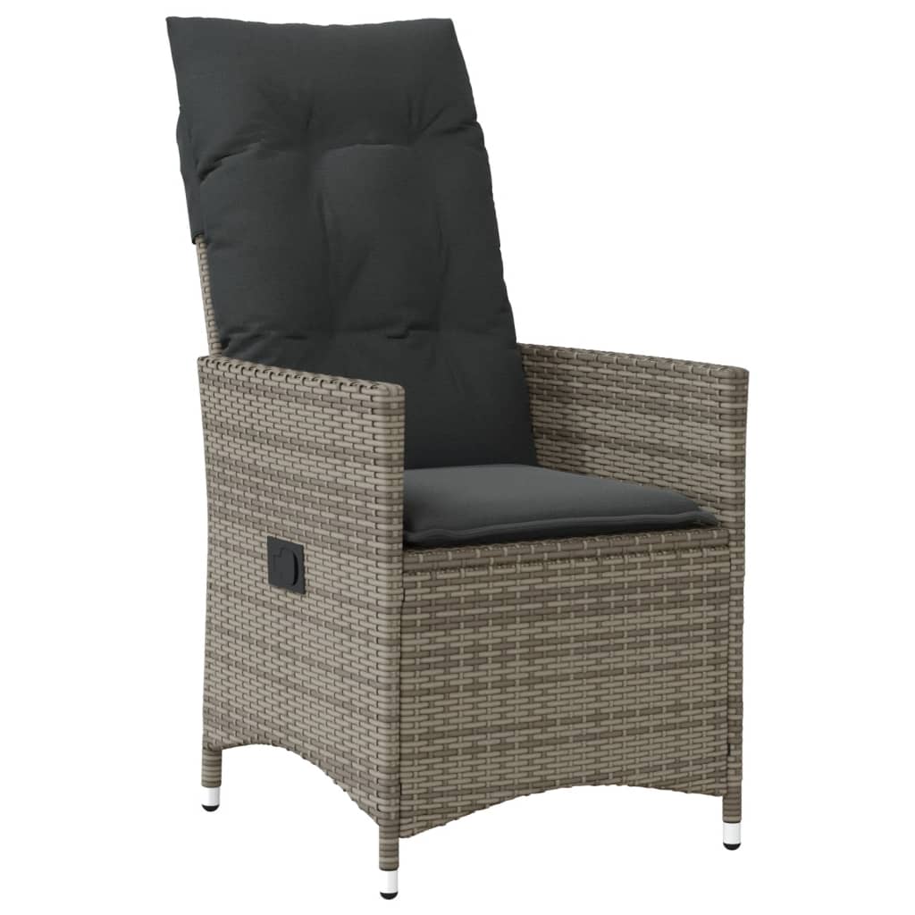 vidaXL 11-delige Bistroset met kussens poly rattan grijs