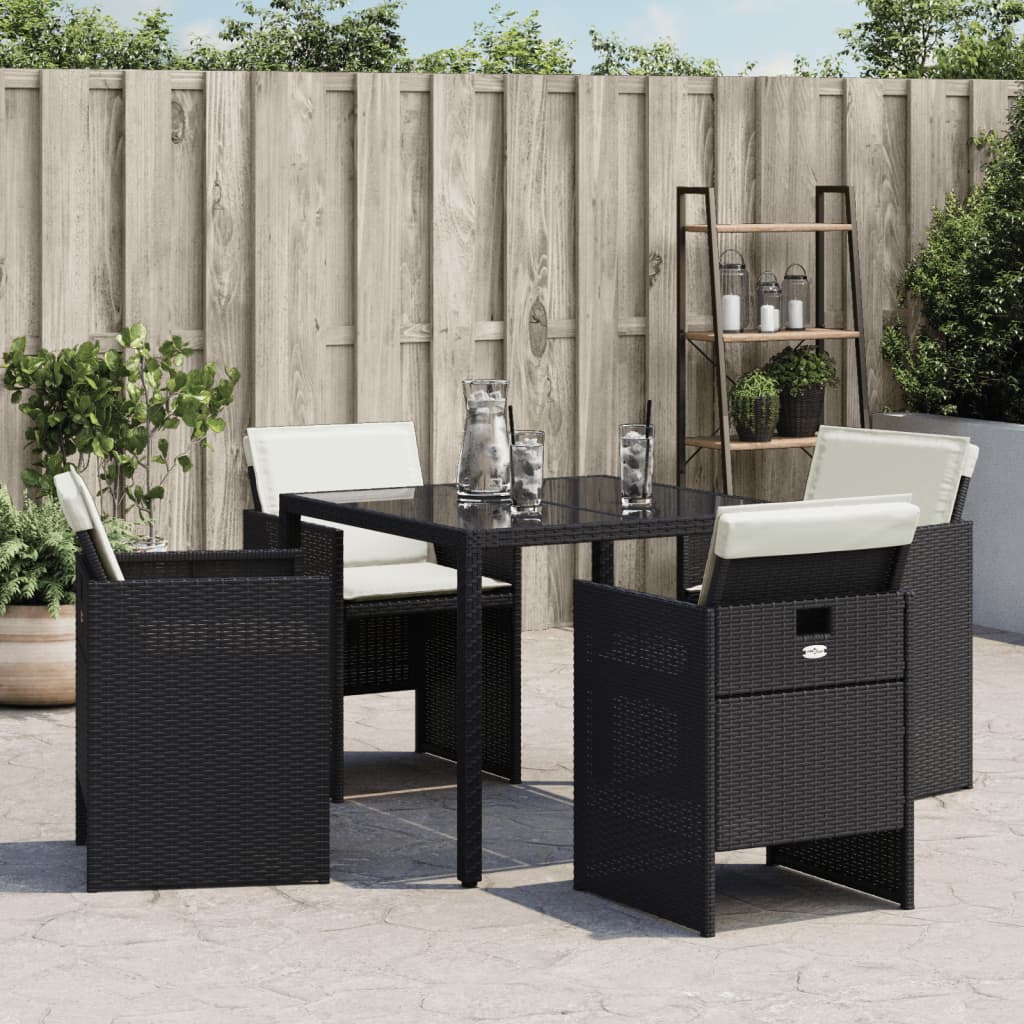 vidaXL Tuinstoelen 4 st met kussens poly rattan zwart