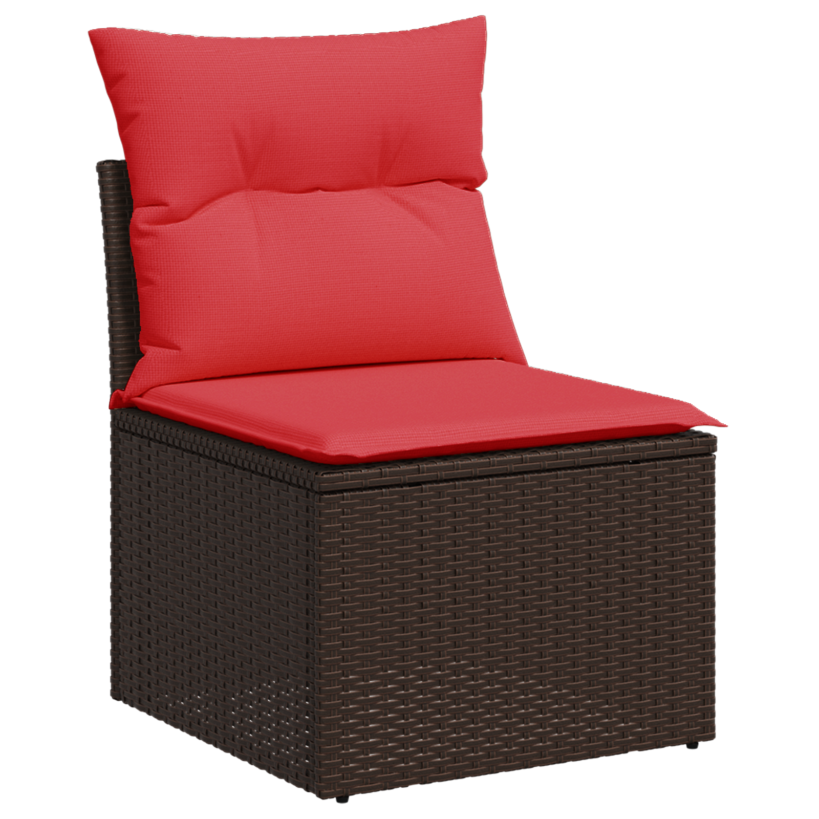 vidaXL Tuinbank zonder armleuningen met kussens poly rattan bruin