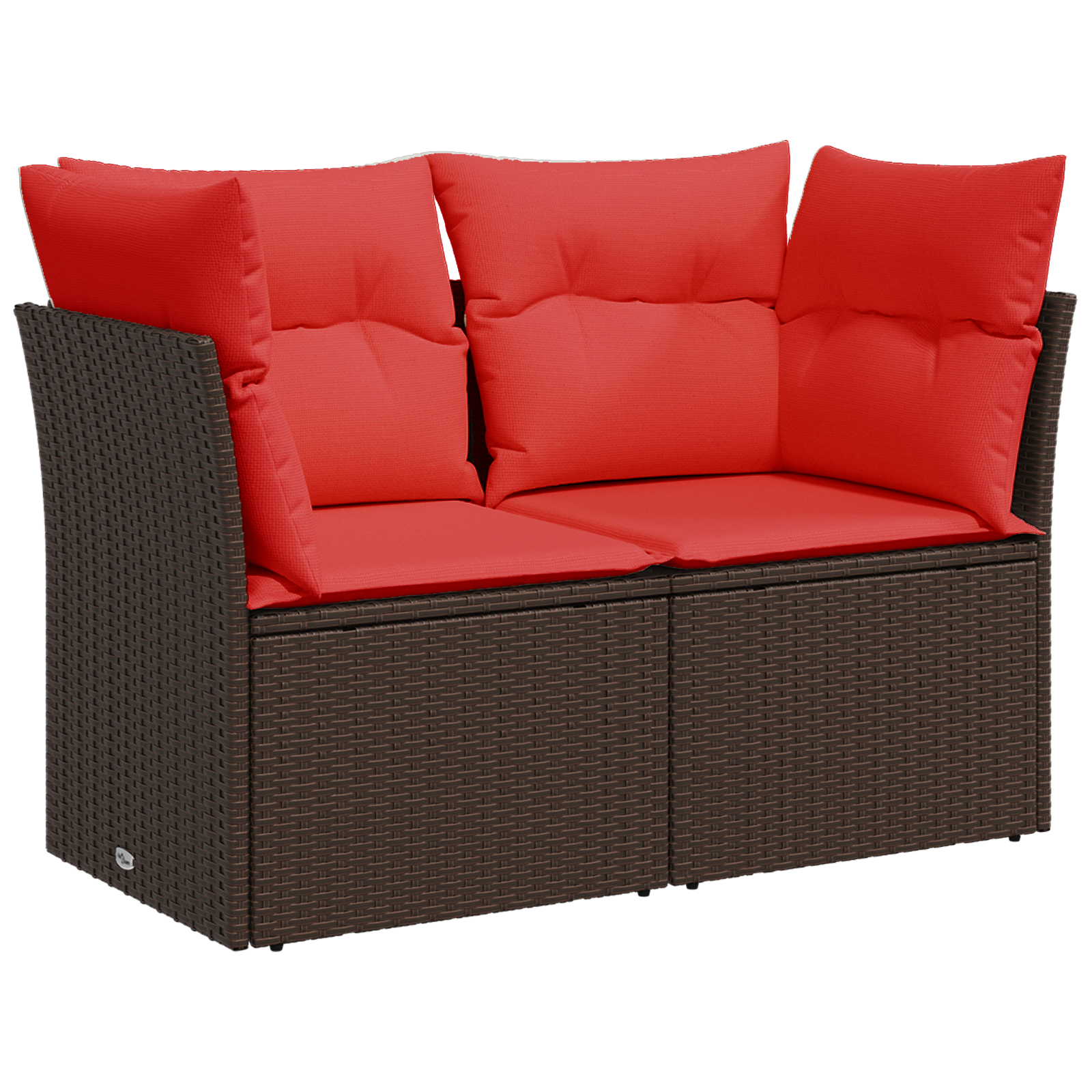 vidaXL Tuinbank met kussens 2-zits poly rattan bruin