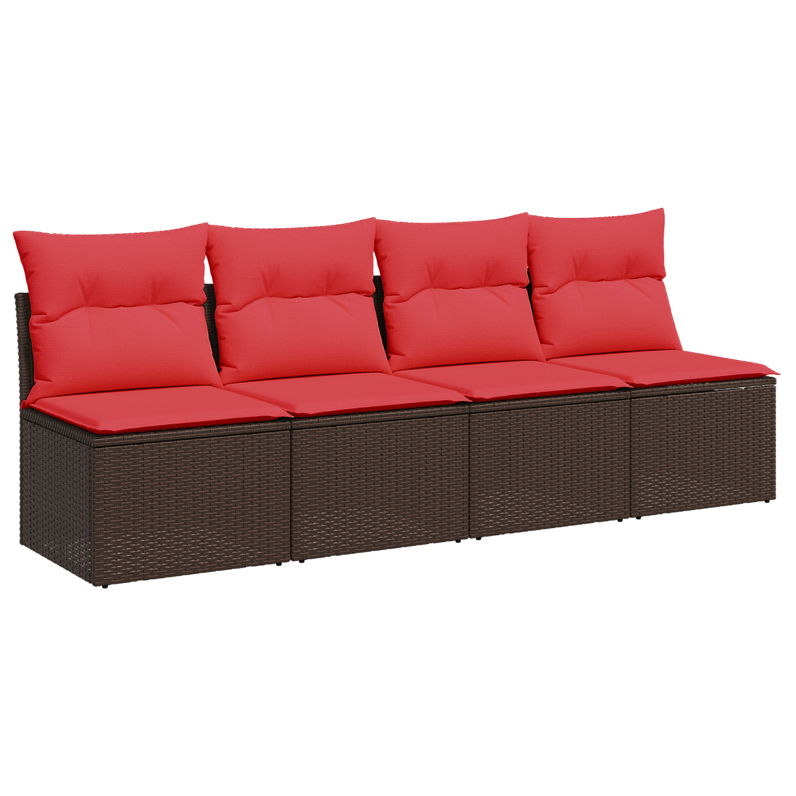 vidaXL Tuinbank met kussens 4-zits poly rattan bruin