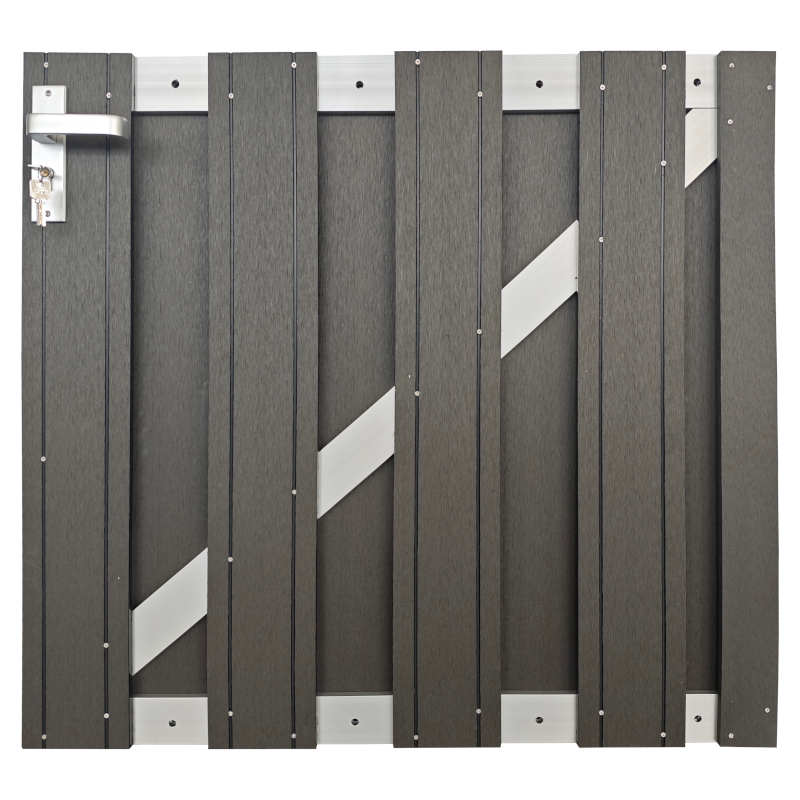 C-Wood Tuinhek poort composiet Stijl antraciet met alu frame incl. hang- en sluitwerk (100 x 93,5 cm)