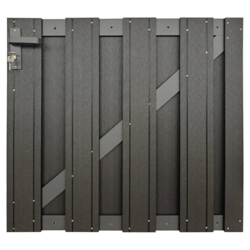 C-Wood Tuinhek poort composiet Stijl antraciet met antraciet frame incl. hang- en sluitwerk (100 x 93,5 cm)