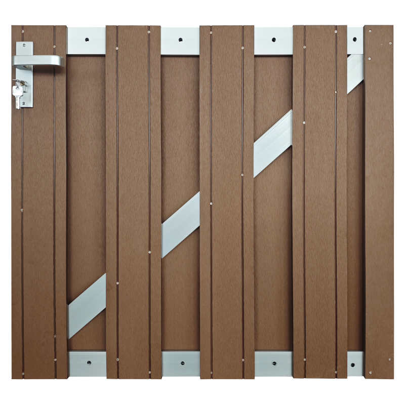 C-Wood Tuinhek poort composiet Stijl bruin met alu frame incl. hang- en sluitwerk (100 x 93,5 cm)
